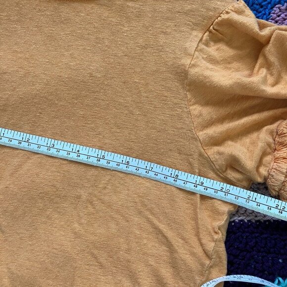 Chico's T-shirt Womens XL Linen Fringe Sleeve Orange Boho - Picture 8 of 9